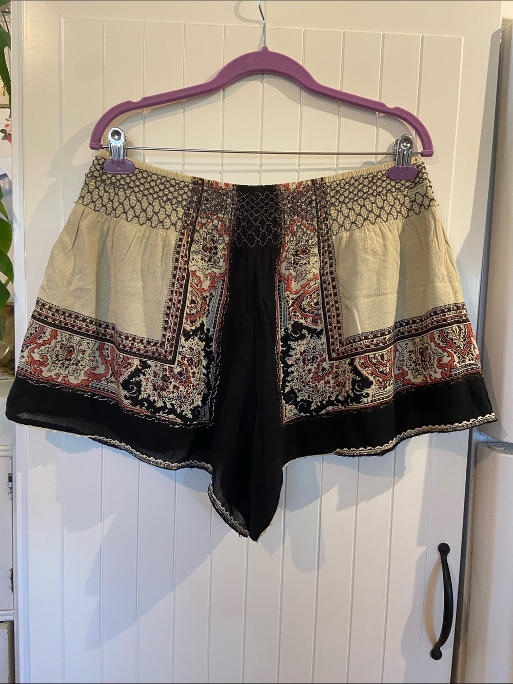 FREE PEOPLE flowy smocked waist wide leg shorts Large - Picture 2 of 8